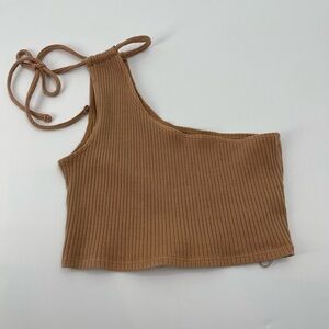 Aerie American Eagle Ribbed Asymmetric One Shoulder Crop Top size Medium Nwt